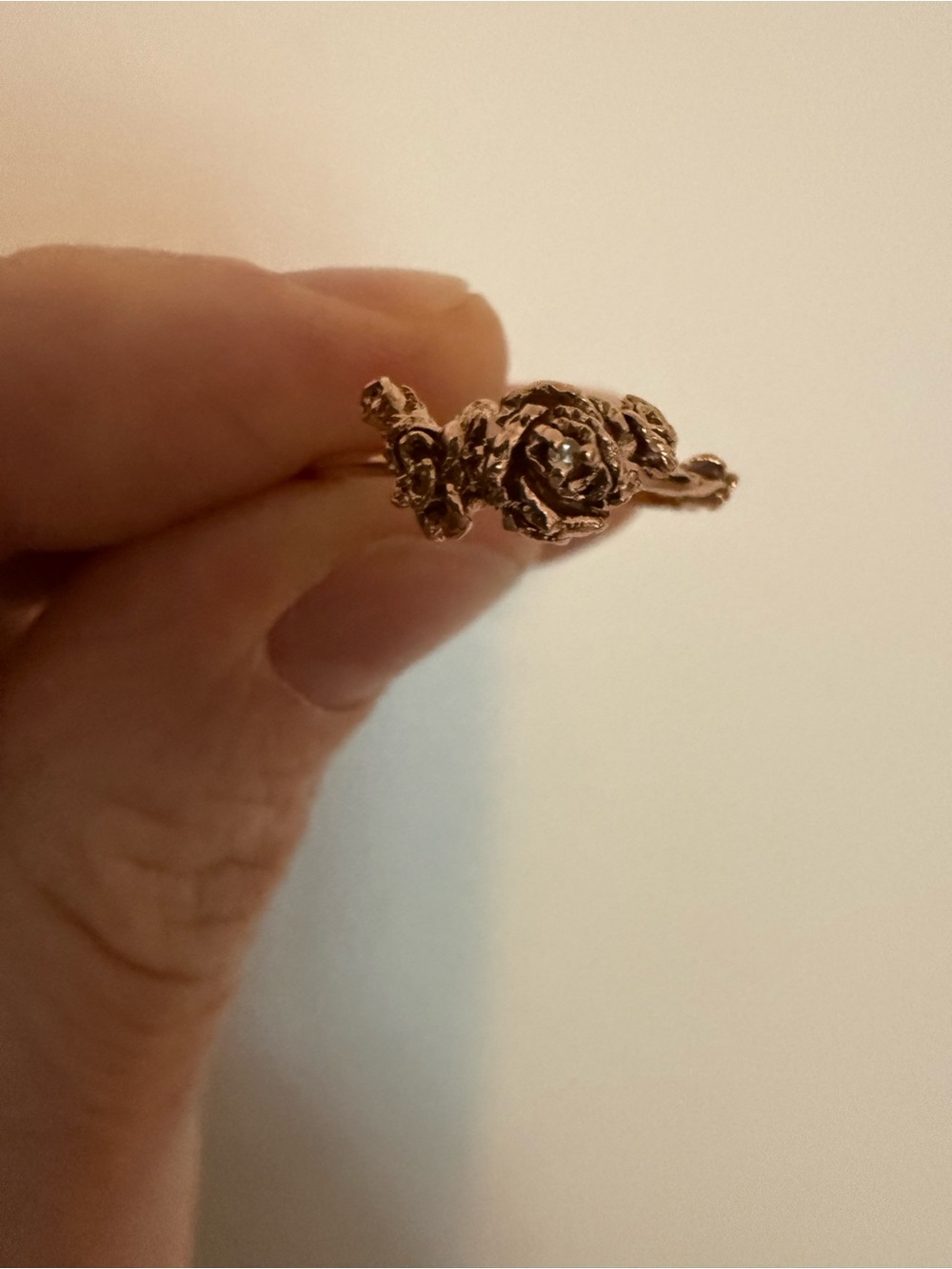 Catbird - Laurie Fleming 14k Rose Gold Dewy Diamond Rose Ring - Picture 8 of 13